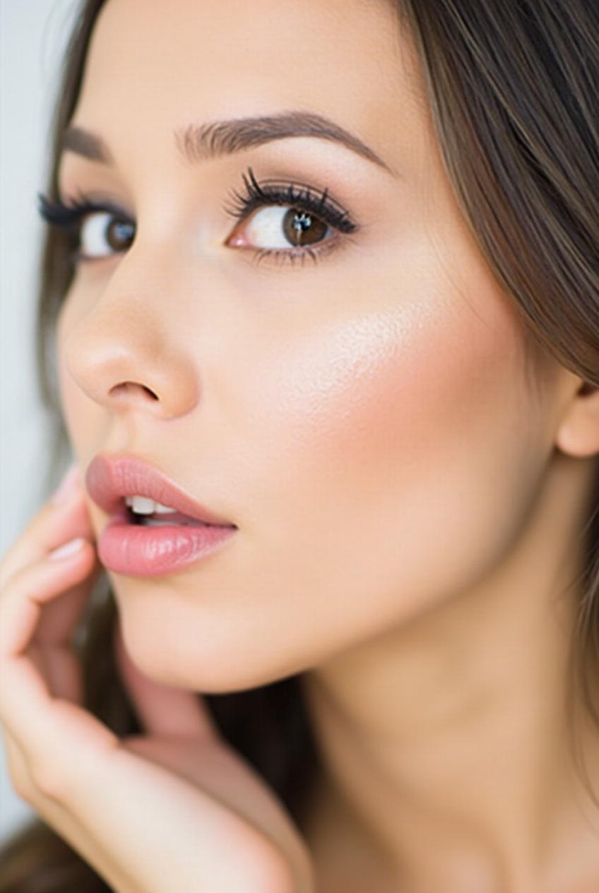 Signature lip filler example showing soft, symmetrical lip contouring.