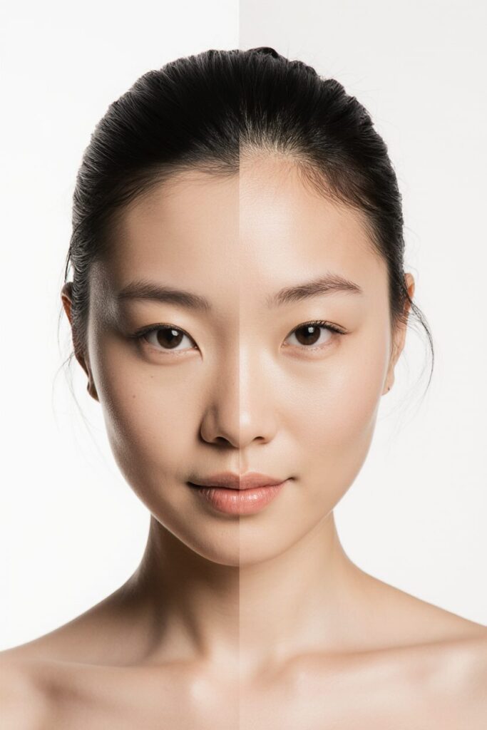 Before and after skin results from Performance Booster Plus IV Drip therapy