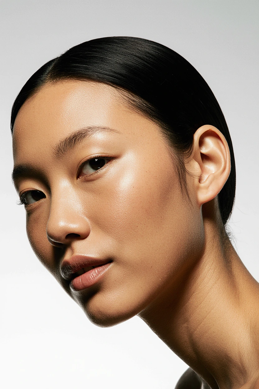 Close-up of glowing skin after anti-aging IV therapy treatment in London