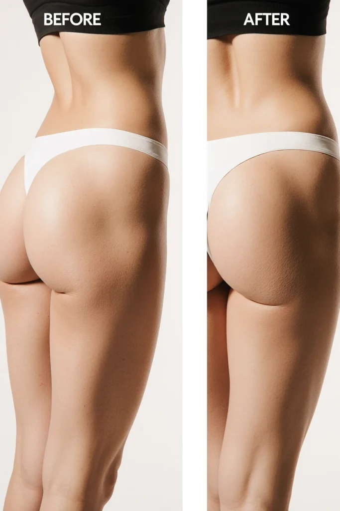 Before and After Forma Cellulite Treatment showing smoother skin