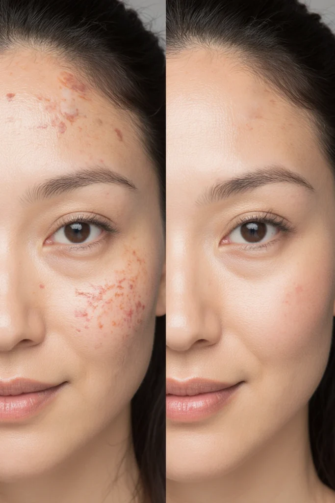 Before and after full face Botox treatment showing improved skin
