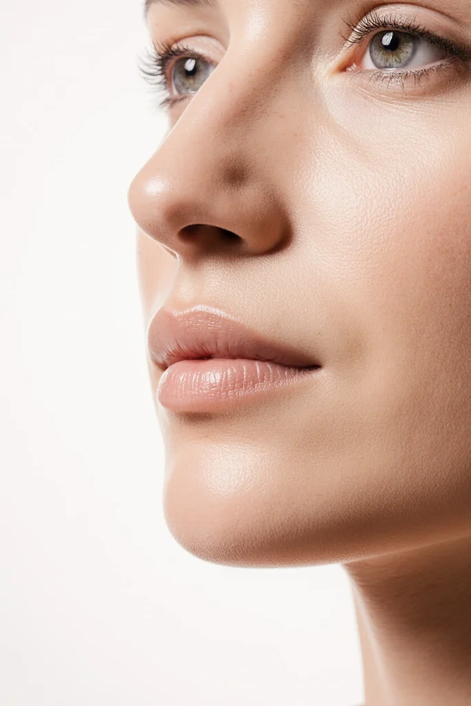 Close-up of a person's profile showcasing the benefits of Radiesse filler.
