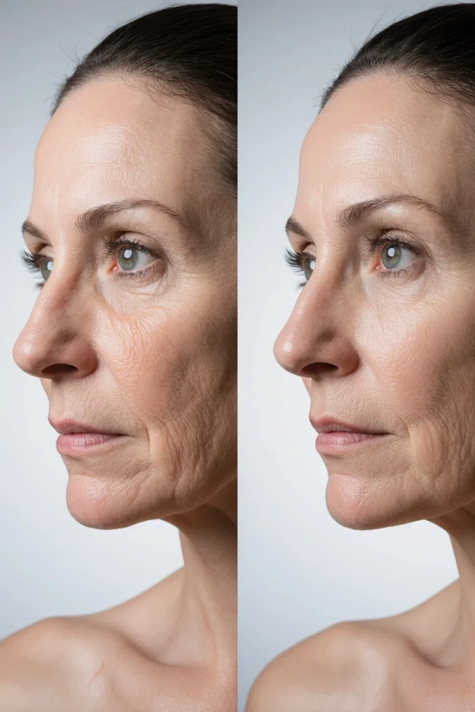 Dermapen microneedling before and after results showing improved skin texture and reduced fine lines from London clinic treatment.