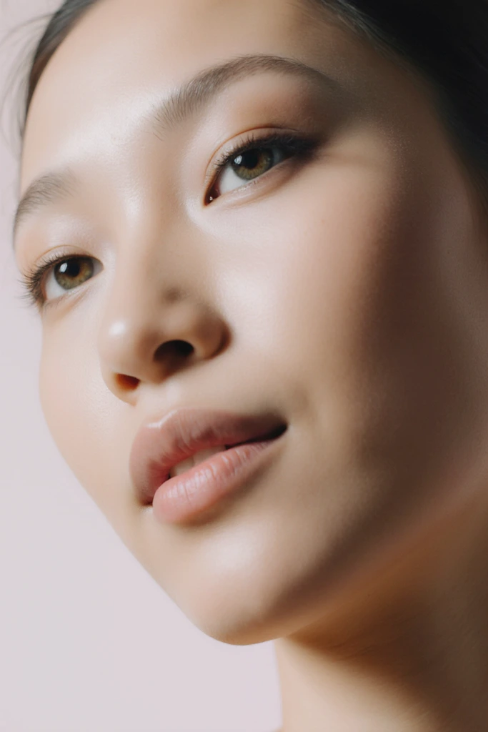 Woman after exosome microneedling – shiny skin effect.