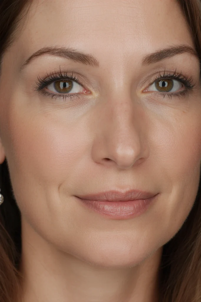 Close-up of a smiling face, highlighting results from Radiesse filler treatments.