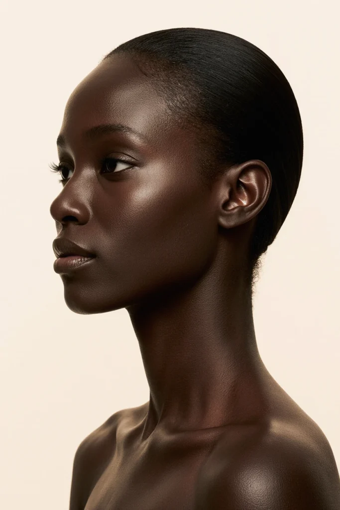 A woman with smooth, radiant skin, showcasing the results of signature beauty treatments in Bloomsbury