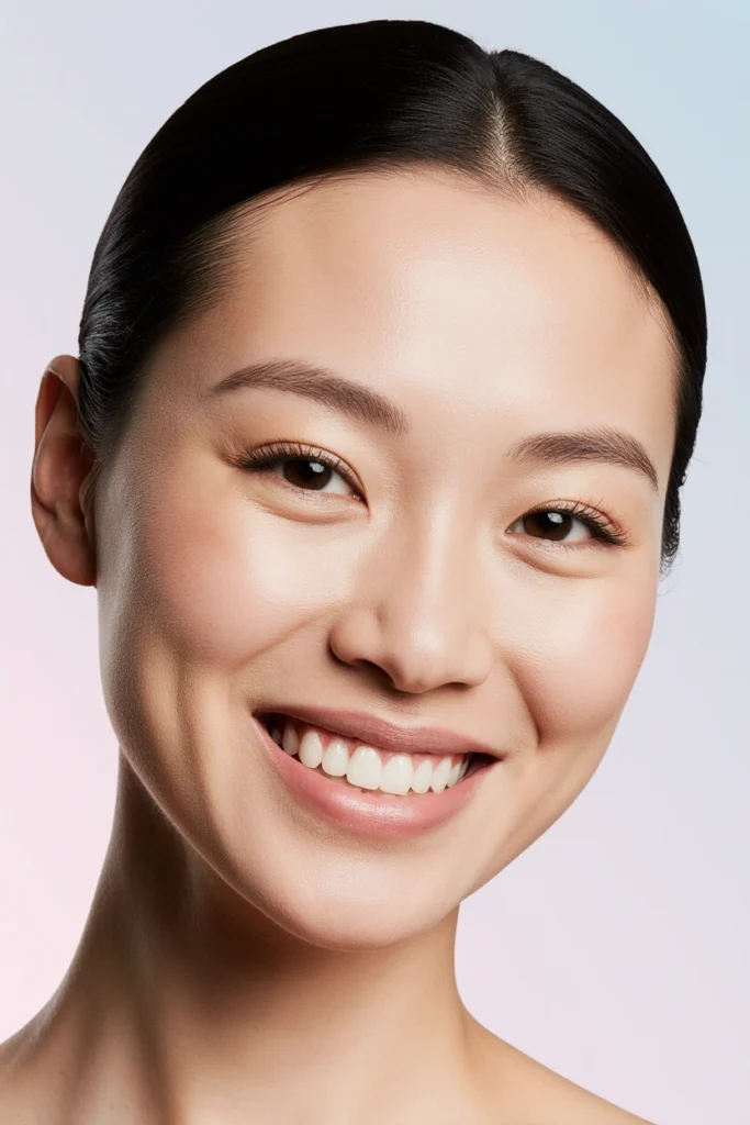 A woman with glowing skin, showcasing results from our vitamin IV drip treatments
