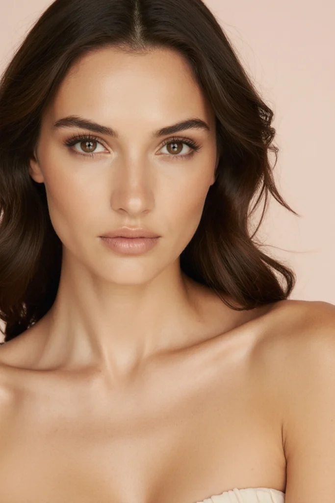 A woman with brown hair looking directly, highlighting the results of our signature beauty treatments in South Westminster