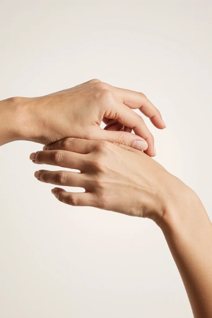 A close-up of hands, illustrating what hand rejuvenation treatments can address