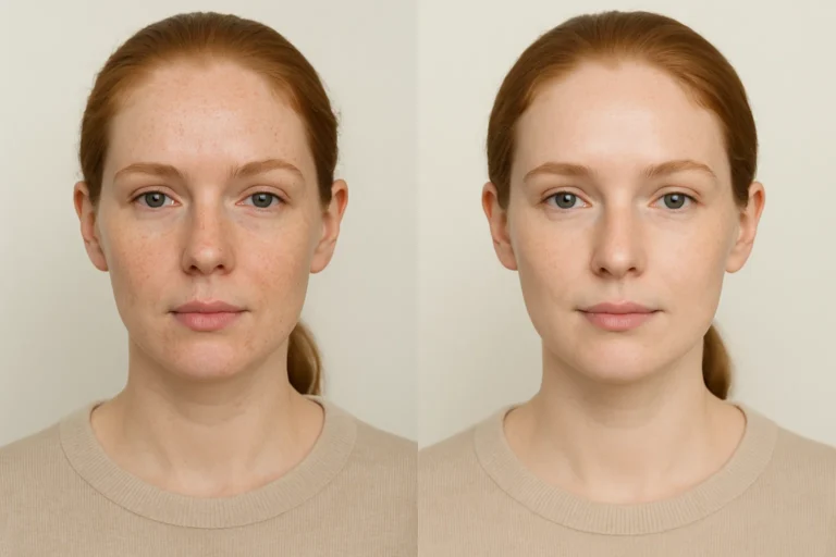 Before and after Acne Scar Removal treatment with smoother and clearer skin.