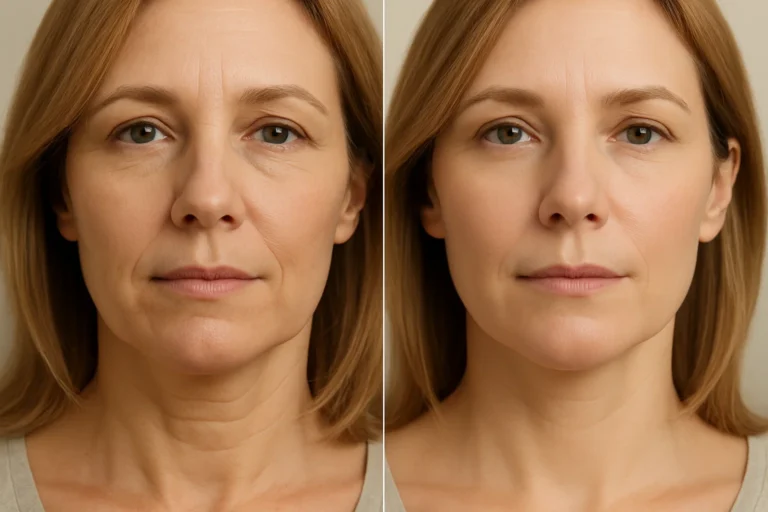 Before and after IPL Face Treatments with smoother skin and reduced wrinkles
