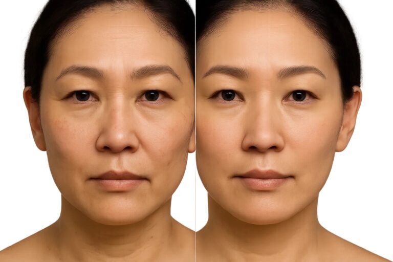 Before and after Barbie Botox treatment with smoother skin and reduced wrinkles.