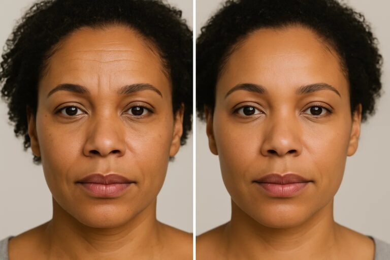 Before and after Full Face Botox Treatments showing smoother and younger looking skin.