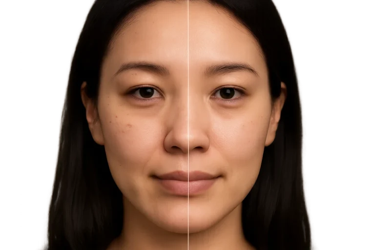 Before and after Forma Radiofrequency treatment with smoother texture and brighter tone.