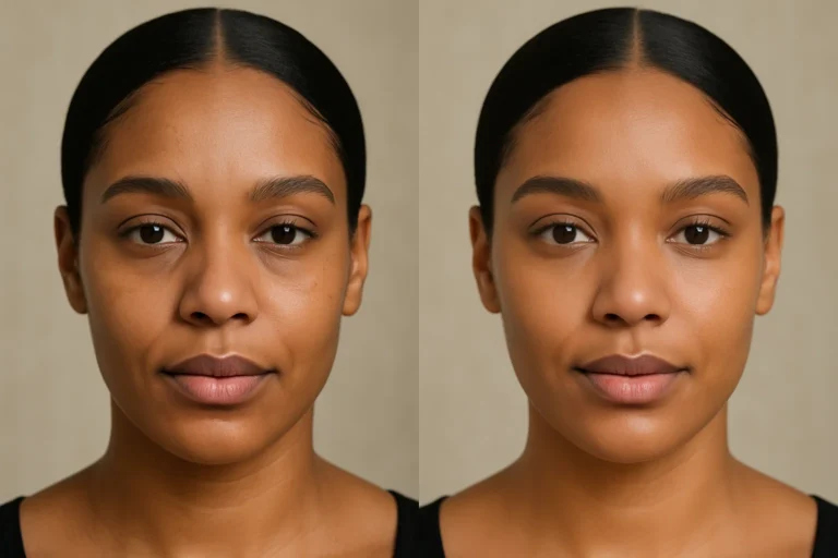 Before and after IPL Face Treatments with smoother skin and brighter complexion.
