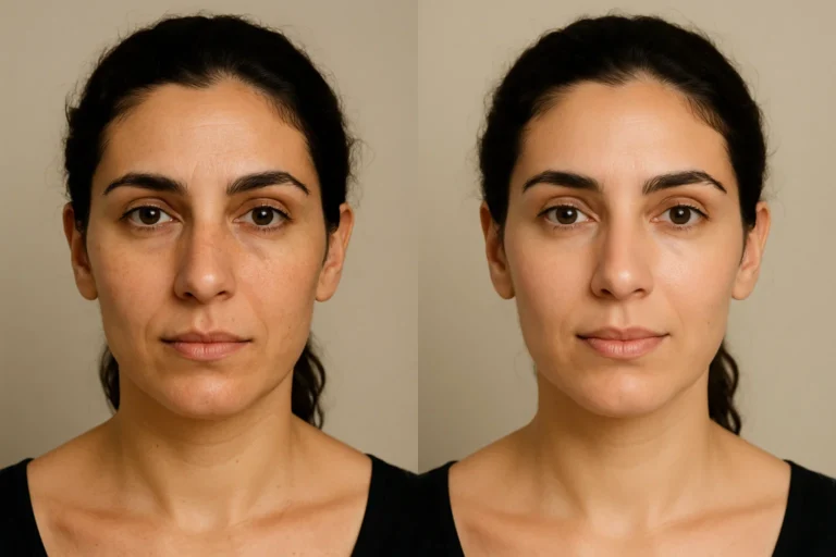 Before and after Dermapen Treatments with smoother skin and youthful look.