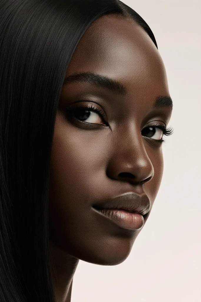 A woman looking directly at the camera, highlighting signature beauty treatments in Kensington.
