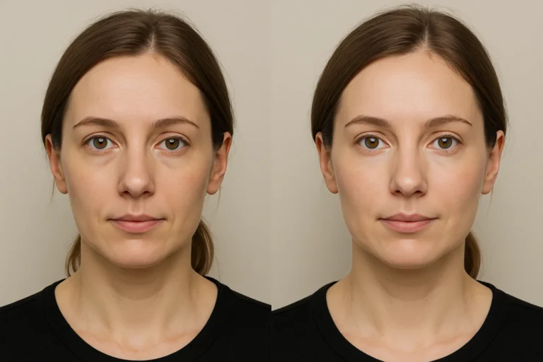 Before and after Profhilo Structura with smoother and brighter complexion.