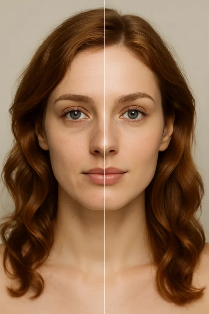 A client's before and after photos showcase the treatment's effectiveness.