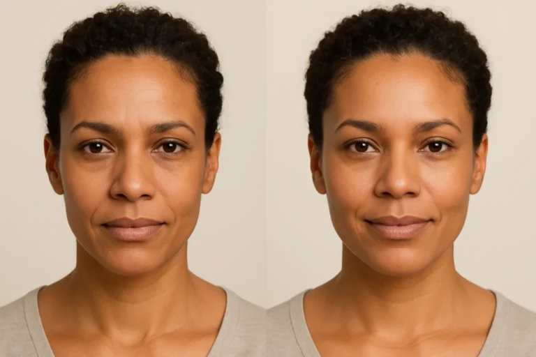 Before and after Temple Fillers with smoother skin and refreshed natural look.