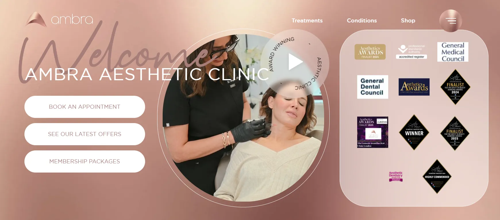 Ambra Aesthetic Clinic main page