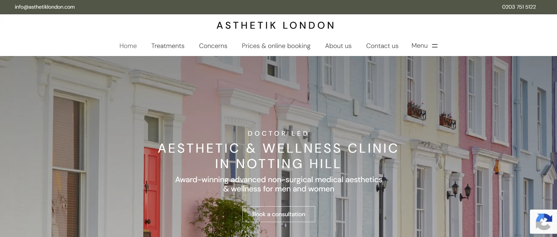 Asthetik London main page 