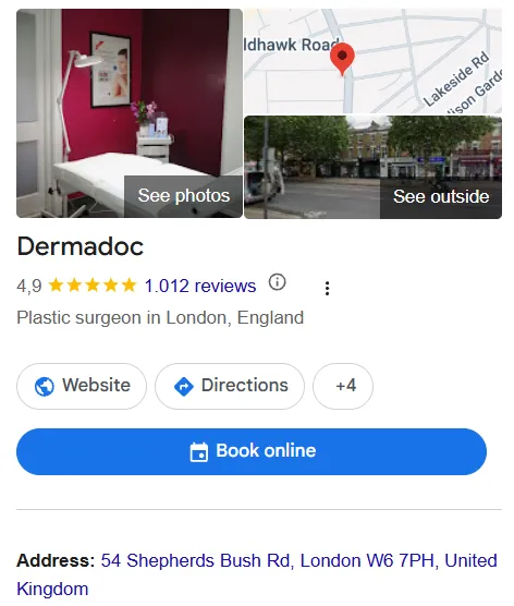 Dermadoc Google Maps profile 