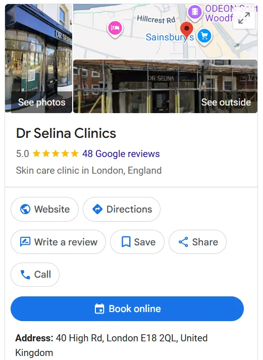 Dr Selina Clinics Google Maps profile