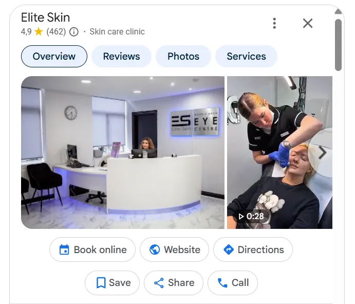 Elite Skin Google Maps profile