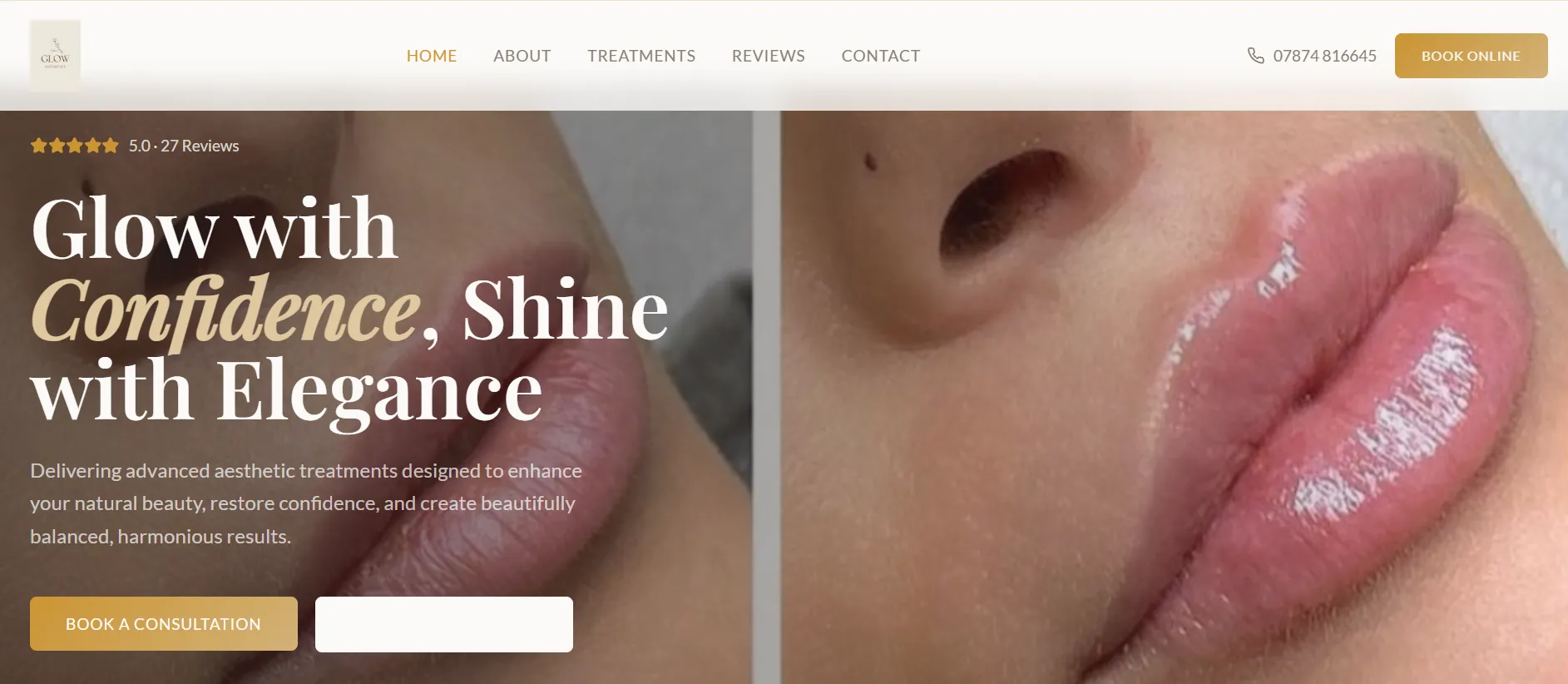 Glow Aesthetics main page 
