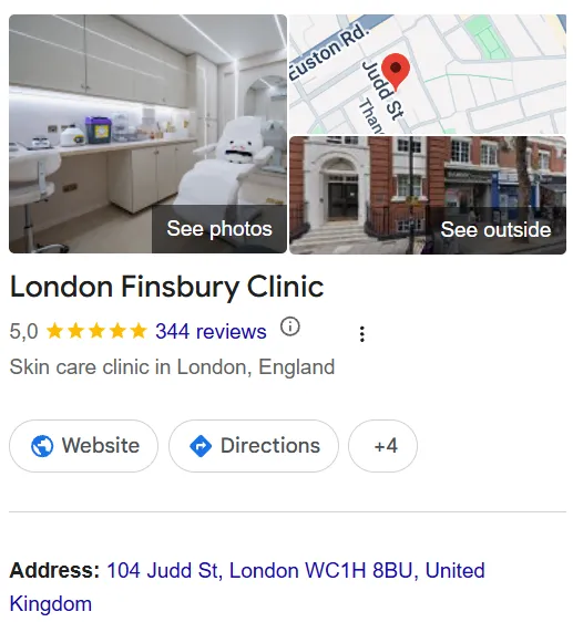 London Finsbury Clinic Google Maps profile