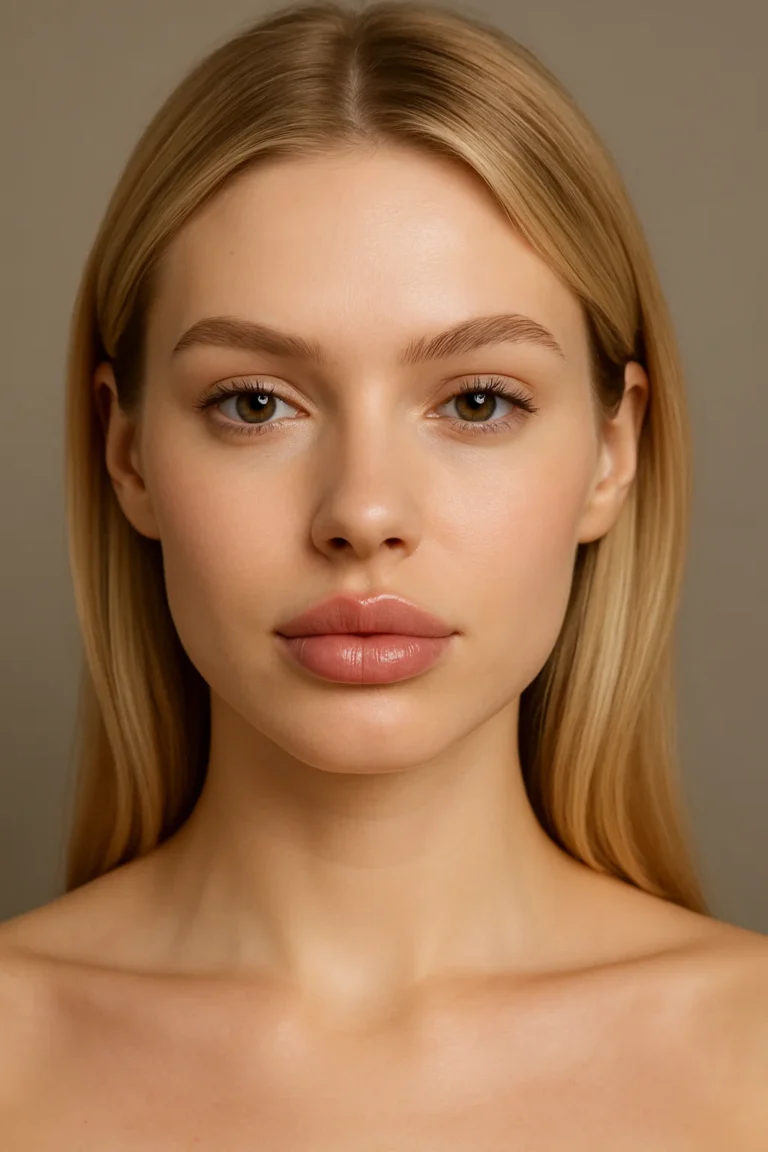 Natural lip filler results in London showing smooth, well-balanced lips after treatment.