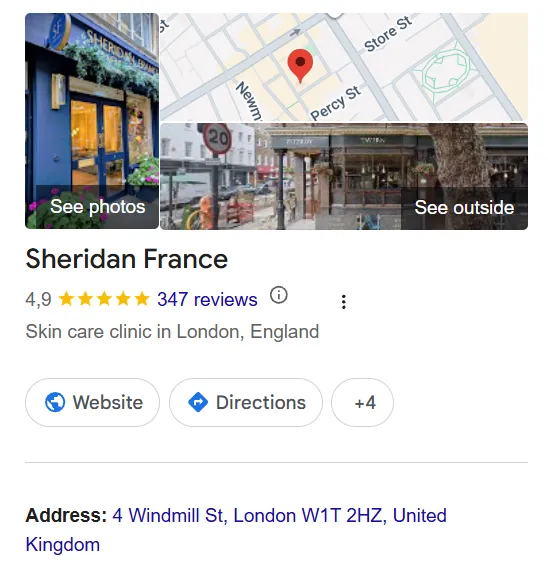 Sheridan France Google Maps profile