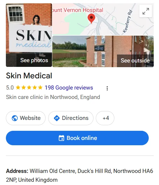Skin Medical Google Maps profile 