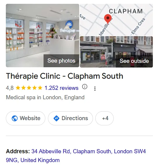 Thérapie Clinic Google Maps profile 
