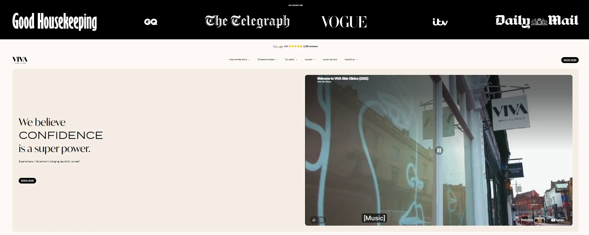 VIVA Skin Clinics main page