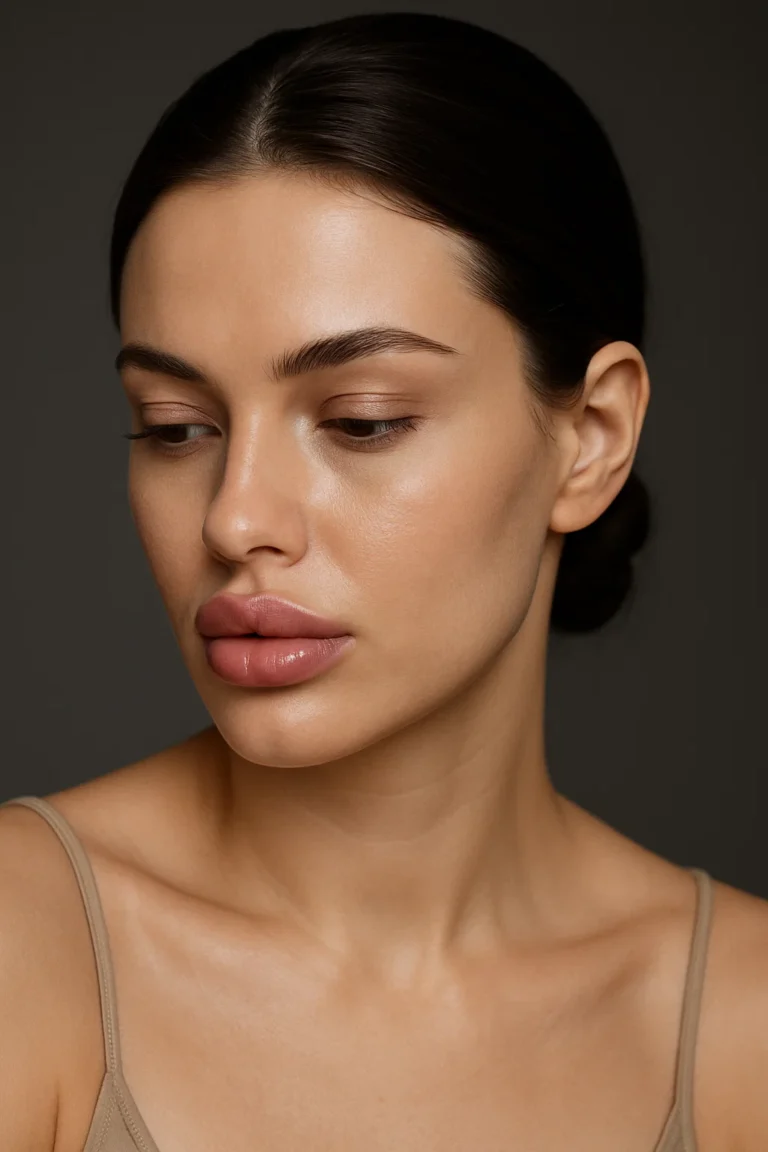 Woman with natural lips after lip filler at Aesthetic Beauty Clinic London.