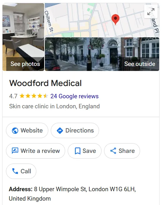 Woodford Medical Google Maps profile