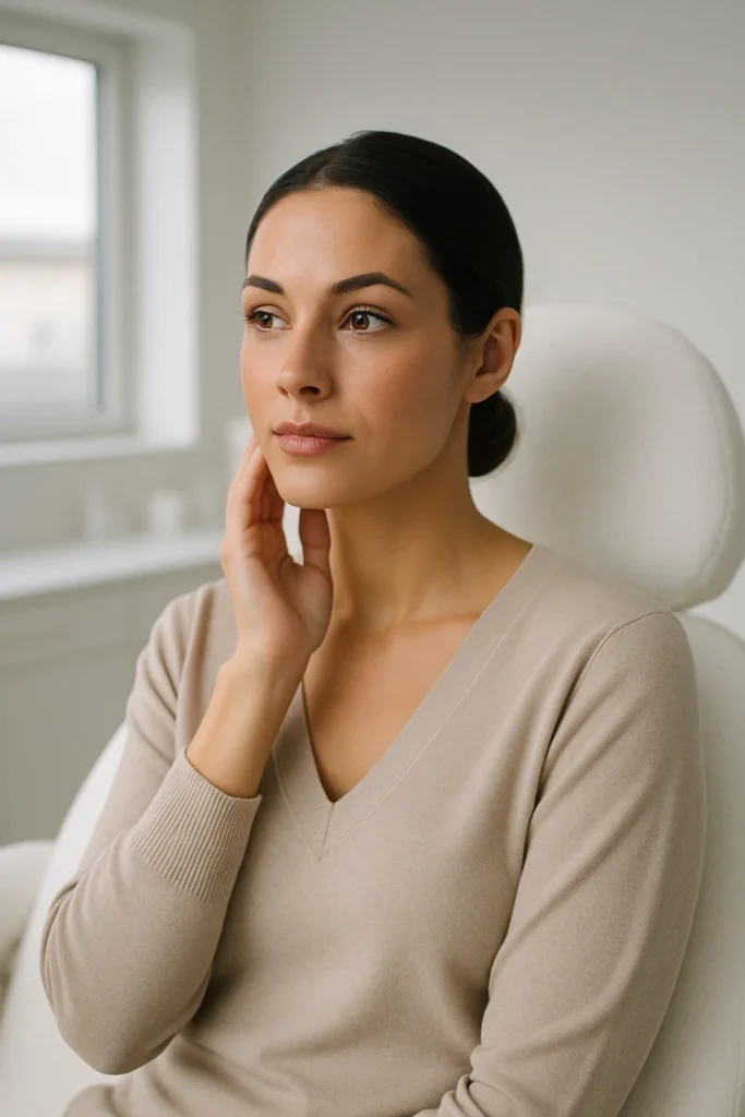 Woman considering how often should you get Botox injections for maintenance.