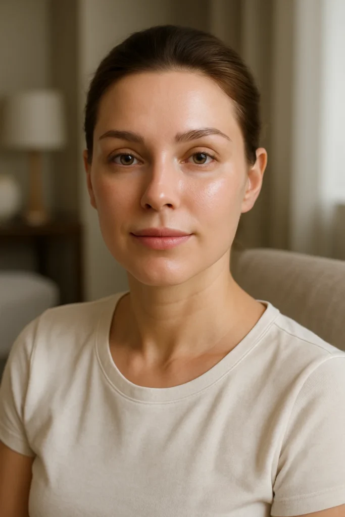 Woman after botox treatment illustrating post care guidelines like when to lay down.