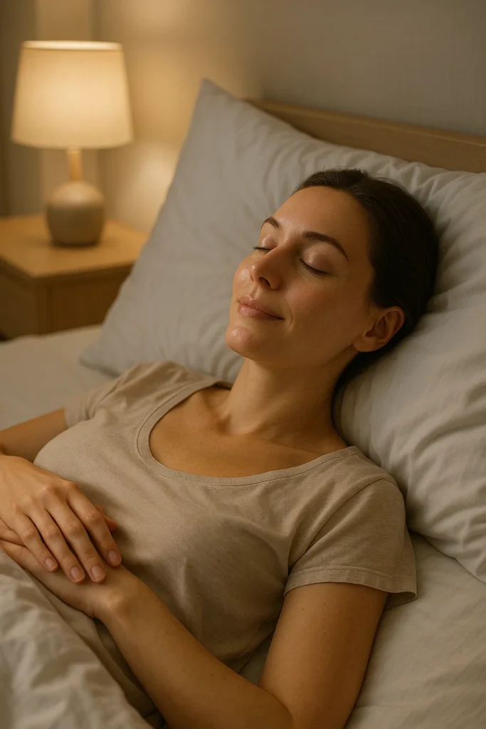 Woman sleeping on her back showing proper technique after botox.