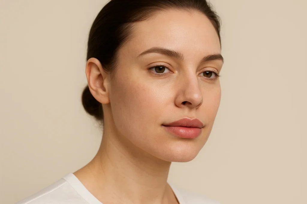 Natural lip filler results showing subtle enhancement achieved with 0.5ml treatment volume