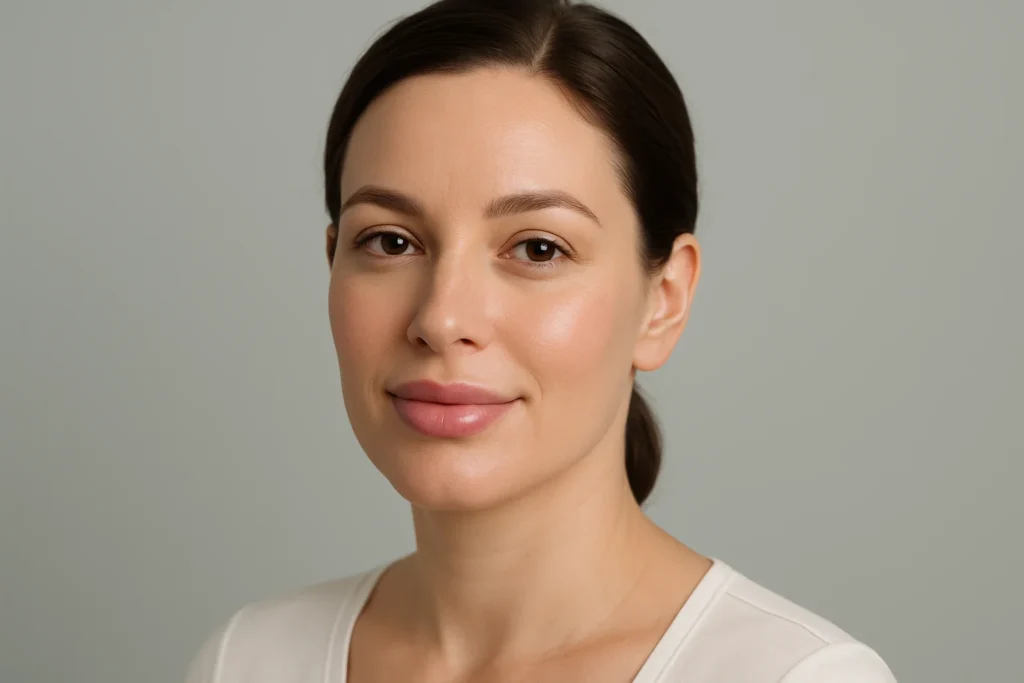 Happy patient showcasing natural lip filler benefits with enhanced volume and facial harmony