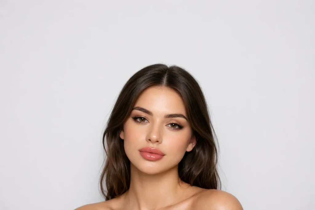 Woman showcasing benefits of professional lip filler treatment with natural-looking enhanced volume