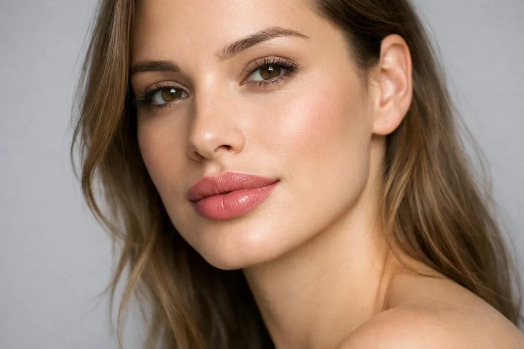 Woman with natural-looking lip enhancement results after professional filler treatment in Kensington aesthetic clinic.