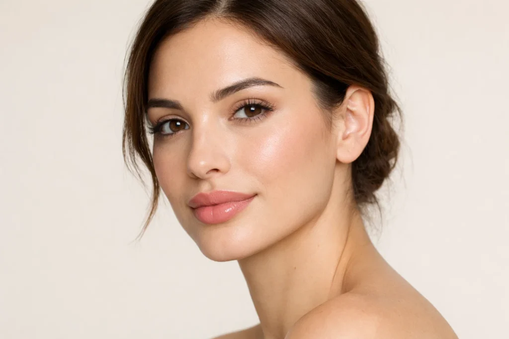 Woman with naturally enhanced lips after professional filler treatment in Soho, demonstrating natural-looking results.