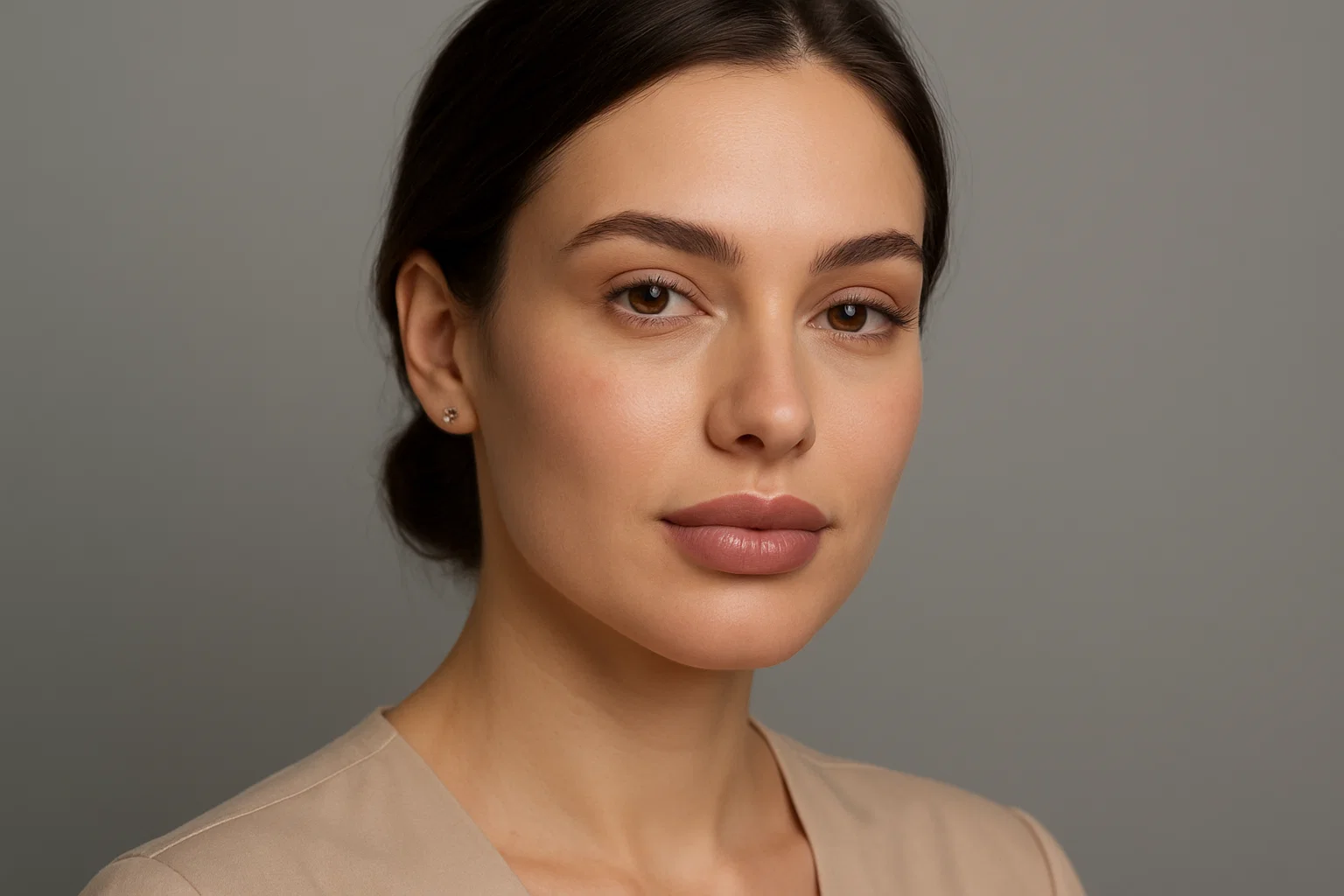 Woman with enhanced lips after permanent lip filler treatment in professional London clinic setting