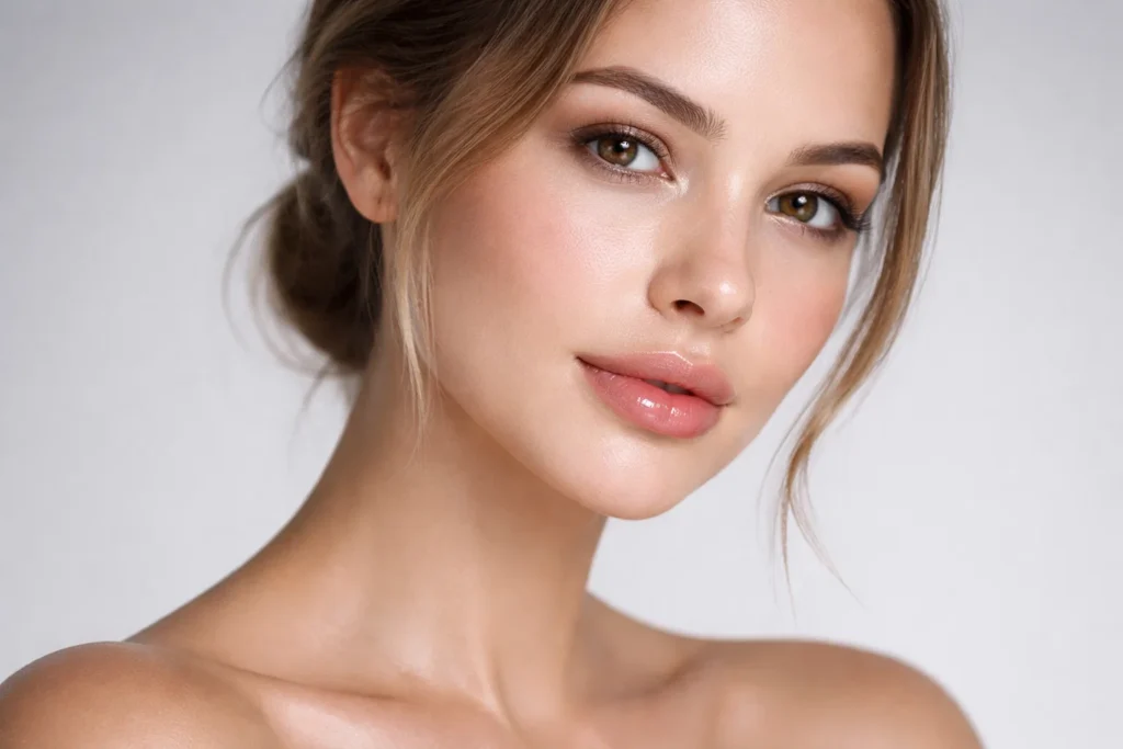 Patient demonstrating step-by-step lip filler treatment results with natural enhancement and definition.