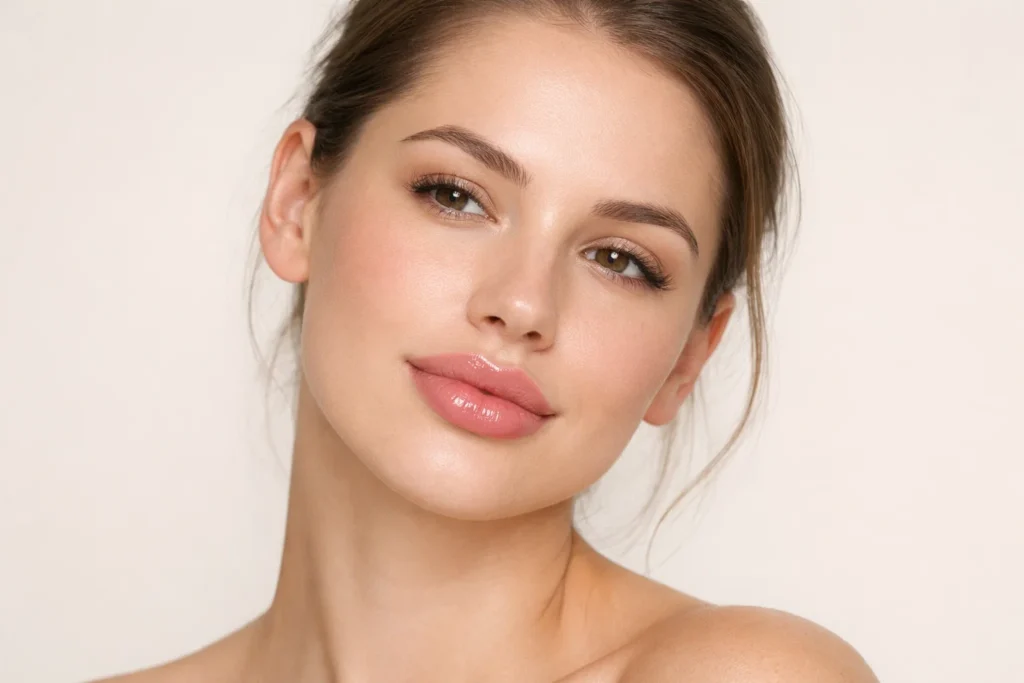 Before and after comparison of lip filler treatment results showing natural volume enhancement in South Kensington.