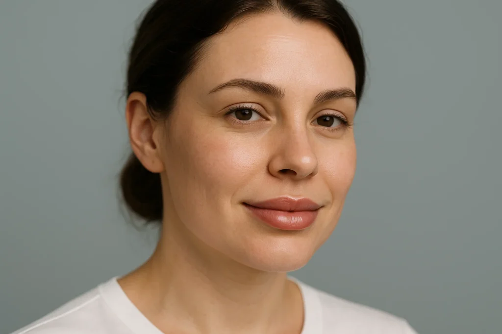 Satisfied lip filler patient showing natural results from professional aesthetic clinic treatment in London